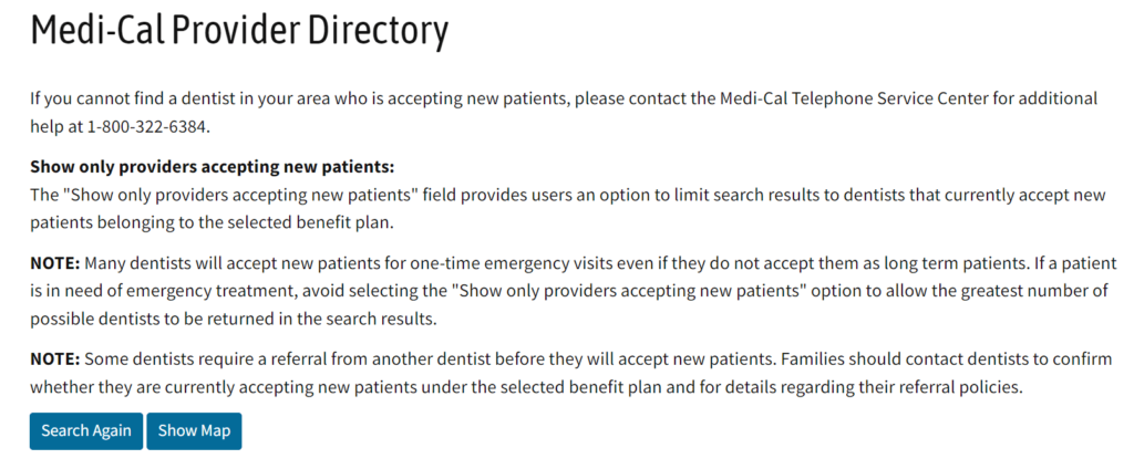 Medi Cal providers directory instructions