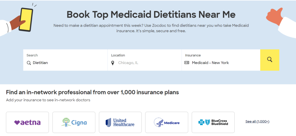 Zocdoc Tool to find Weight loss Doctors that accept Medicaid Near You