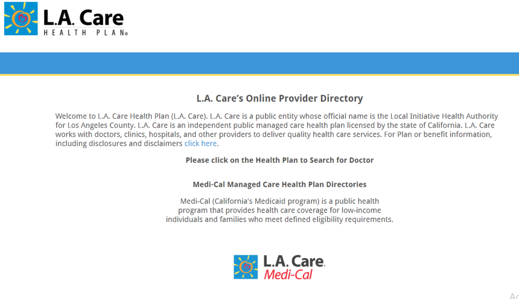 Online Provider Directory Tool by LA Care to find Therapists that accept Medi-Cal Near You