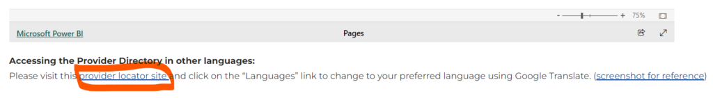 Provider Locator site link at the bottom of the page